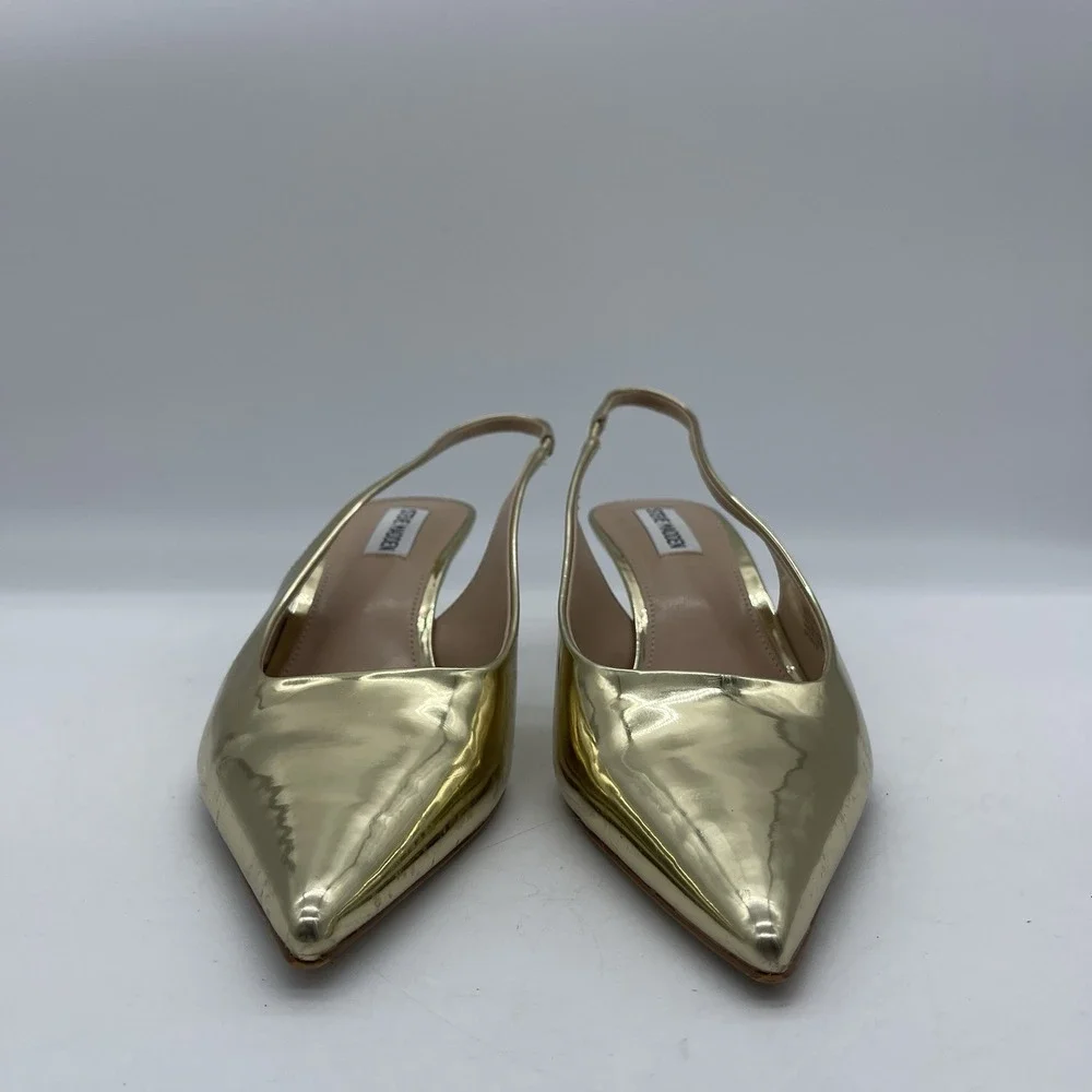 Steve Madden Aliz ALIZIO1S1 Women's Size 9 Slingback Shoes Gold Kitten Heel Pump